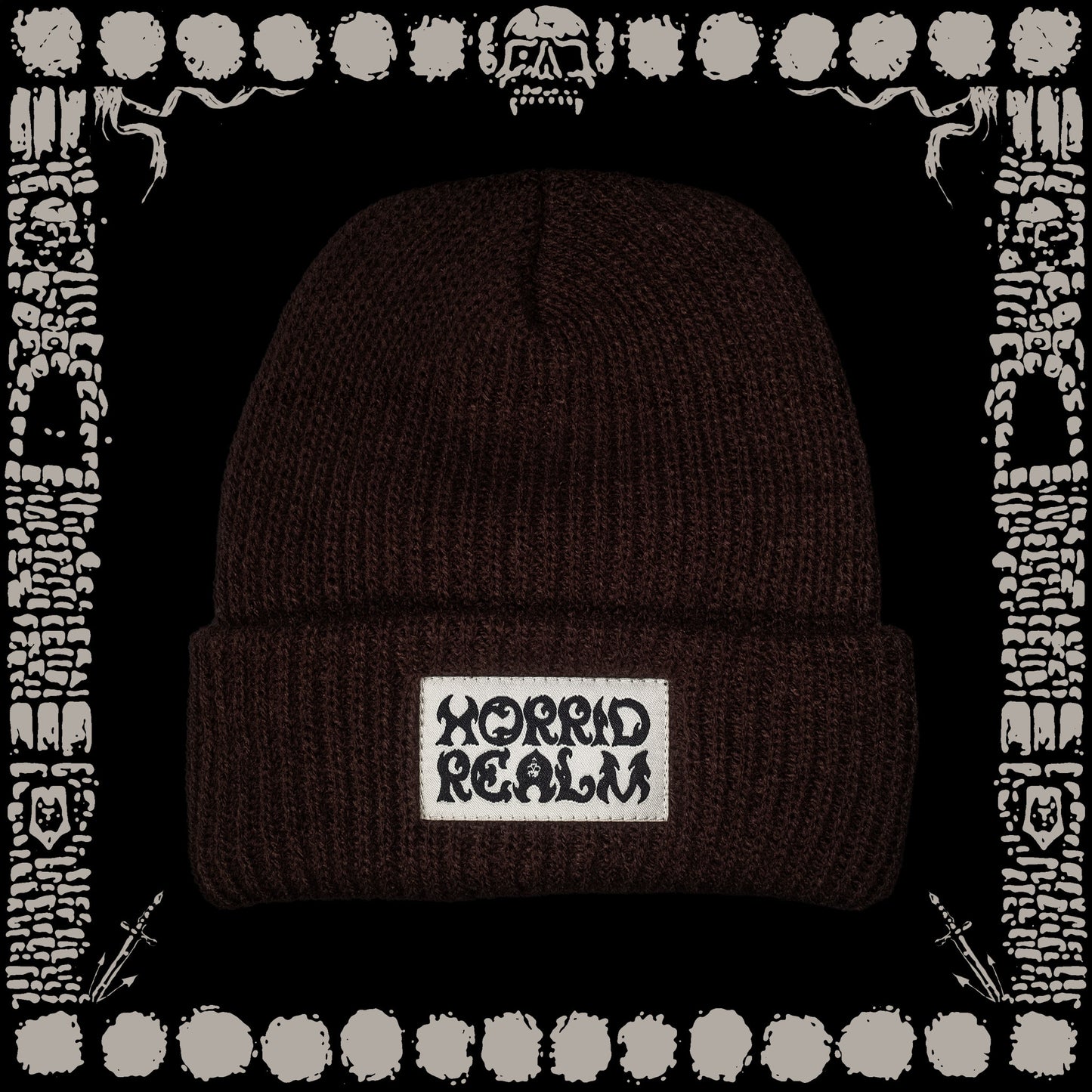"SHOP" DARK BROWN WATCHCAP BEANIE