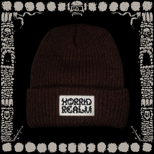 "SHOP" DARK BROWN WATCHCAP BEANIE