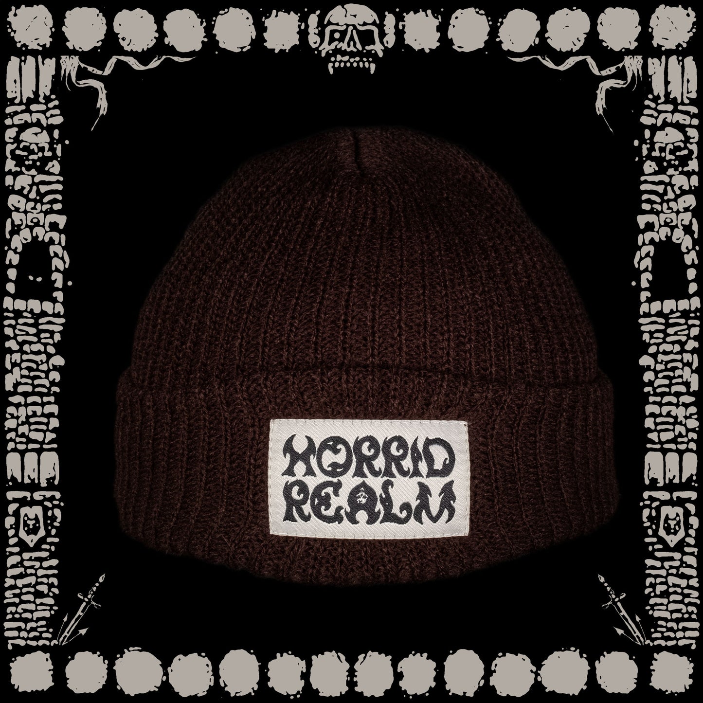 "SHOP" DARK BROWN WATCHCAP BEANIE