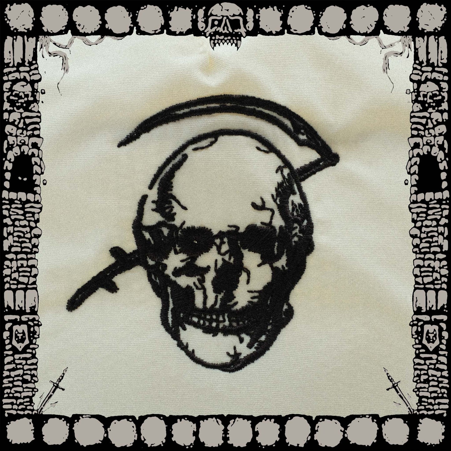 “BONE” COLORED NYLON ROPE DEATH SNAPBACK CAPS