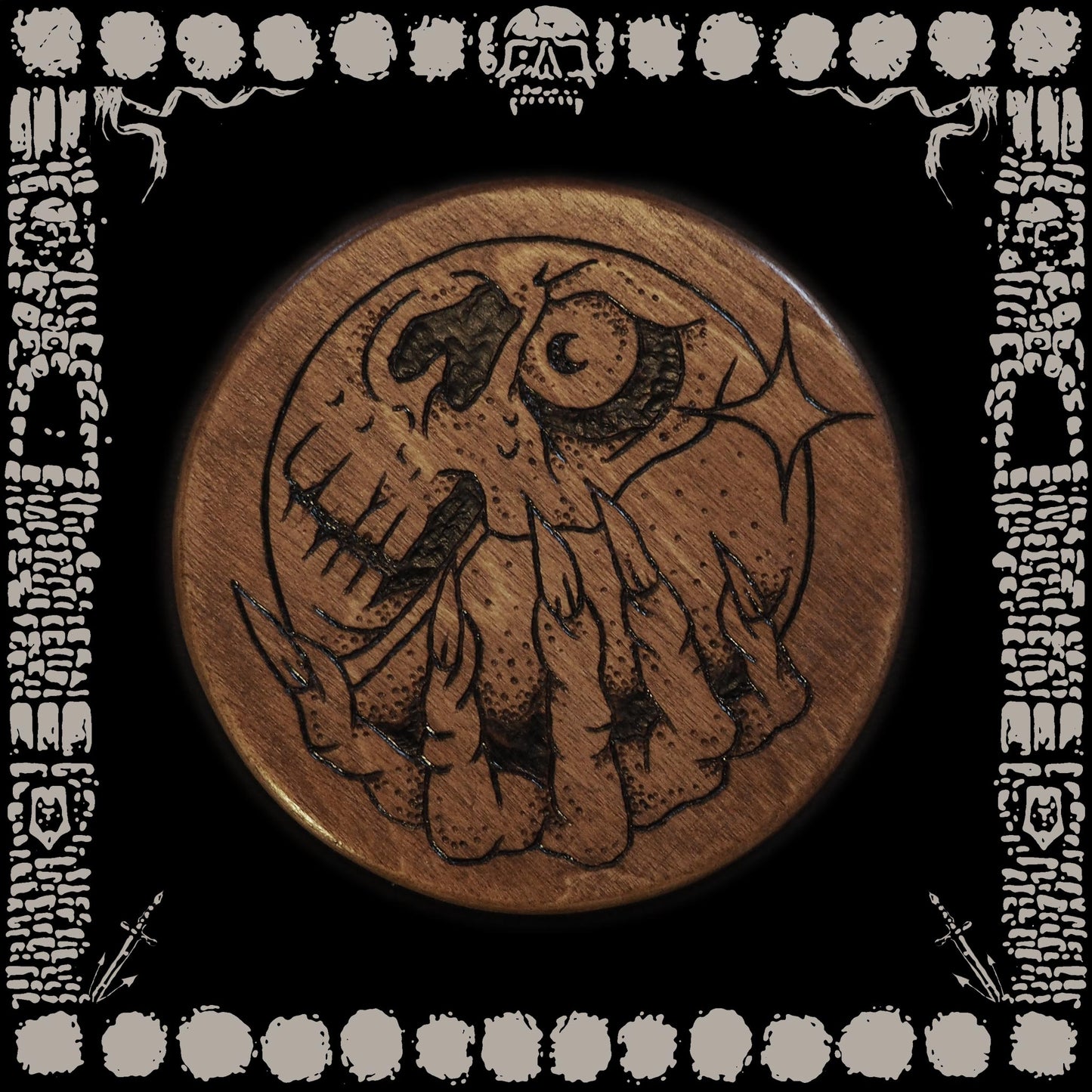 DEATH ORB - HANDMADE BURNED WOOD COASTER