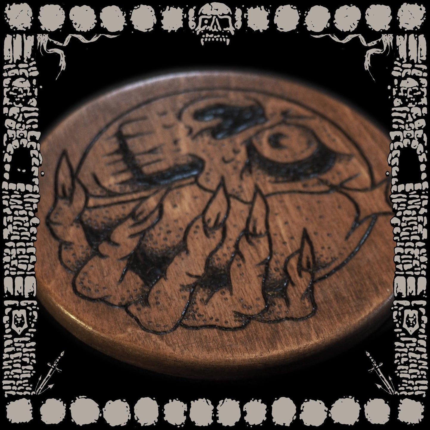 DEATH ORB - HANDMADE BURNED WOOD COASTER