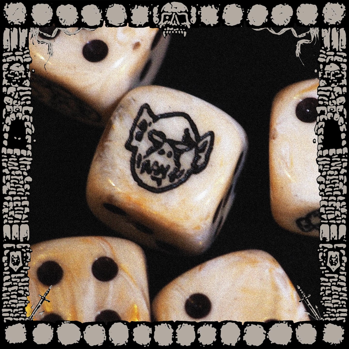 "IVORY ORC" 5 DICE SET & POUCH