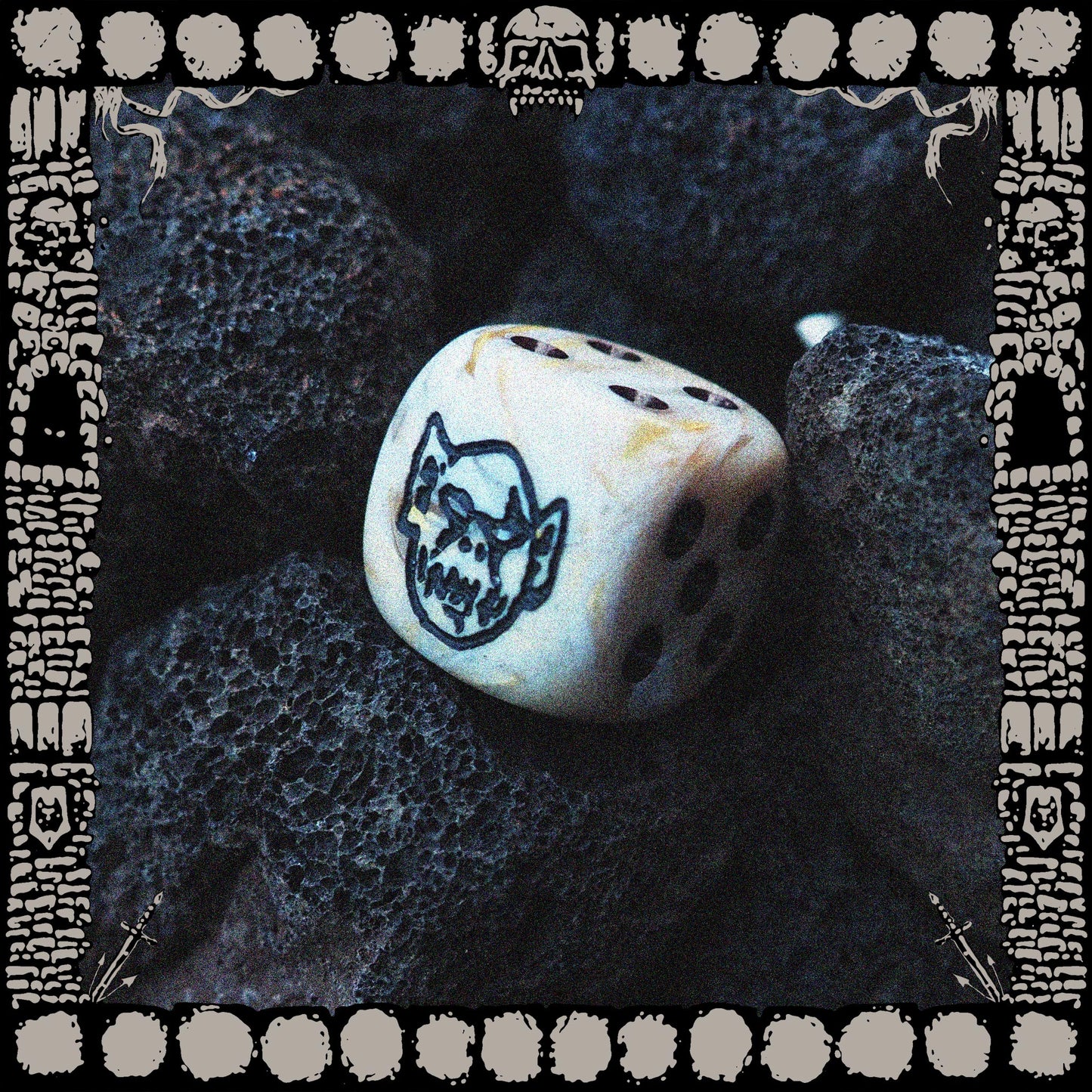 "IVORY ORC" 5 DICE SET & POUCH
