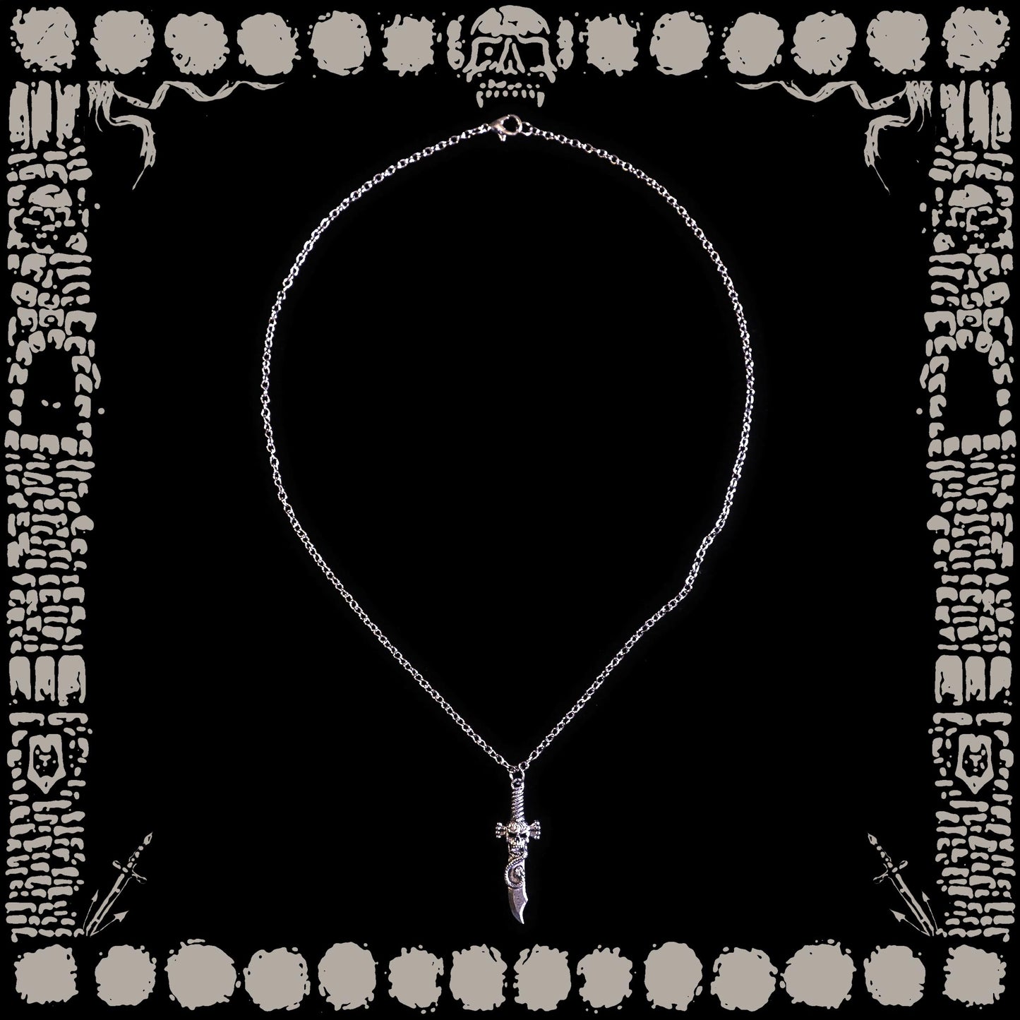 Vintage Skull Dagger Necklace