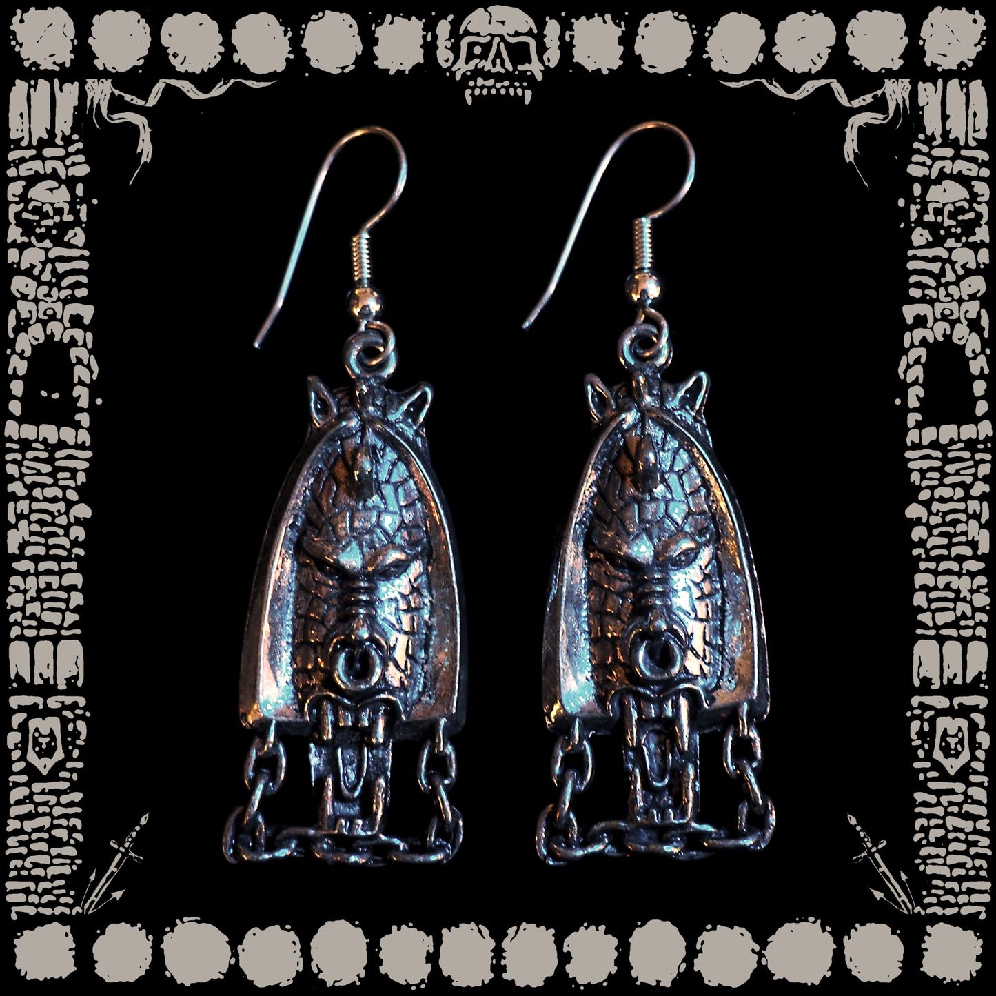 Vintage Large Chain Beast Earrings