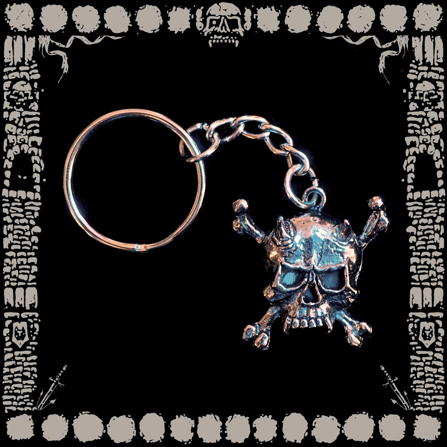 Vintage Devil Skull Keychain