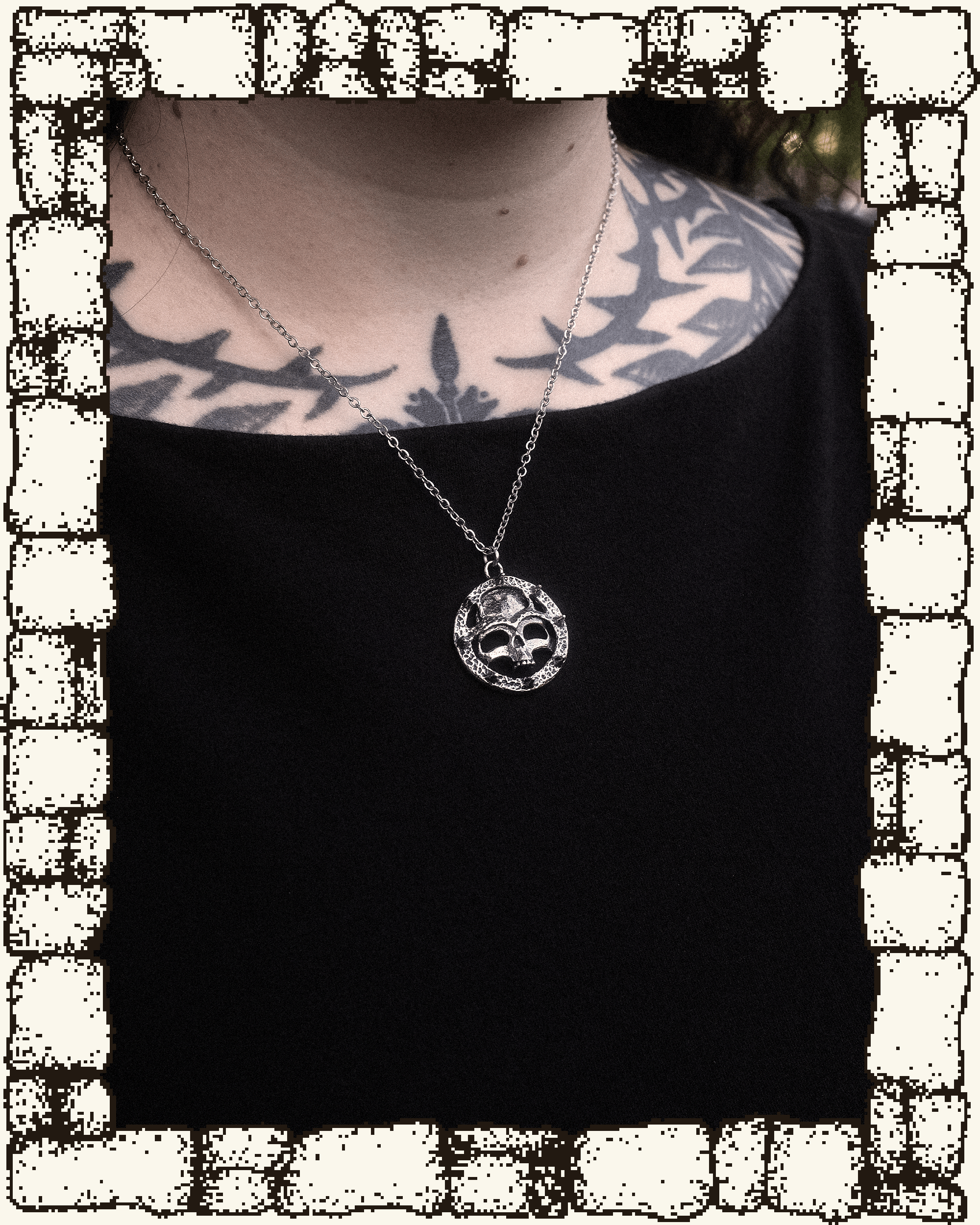 Vintage Round Skull Necklace