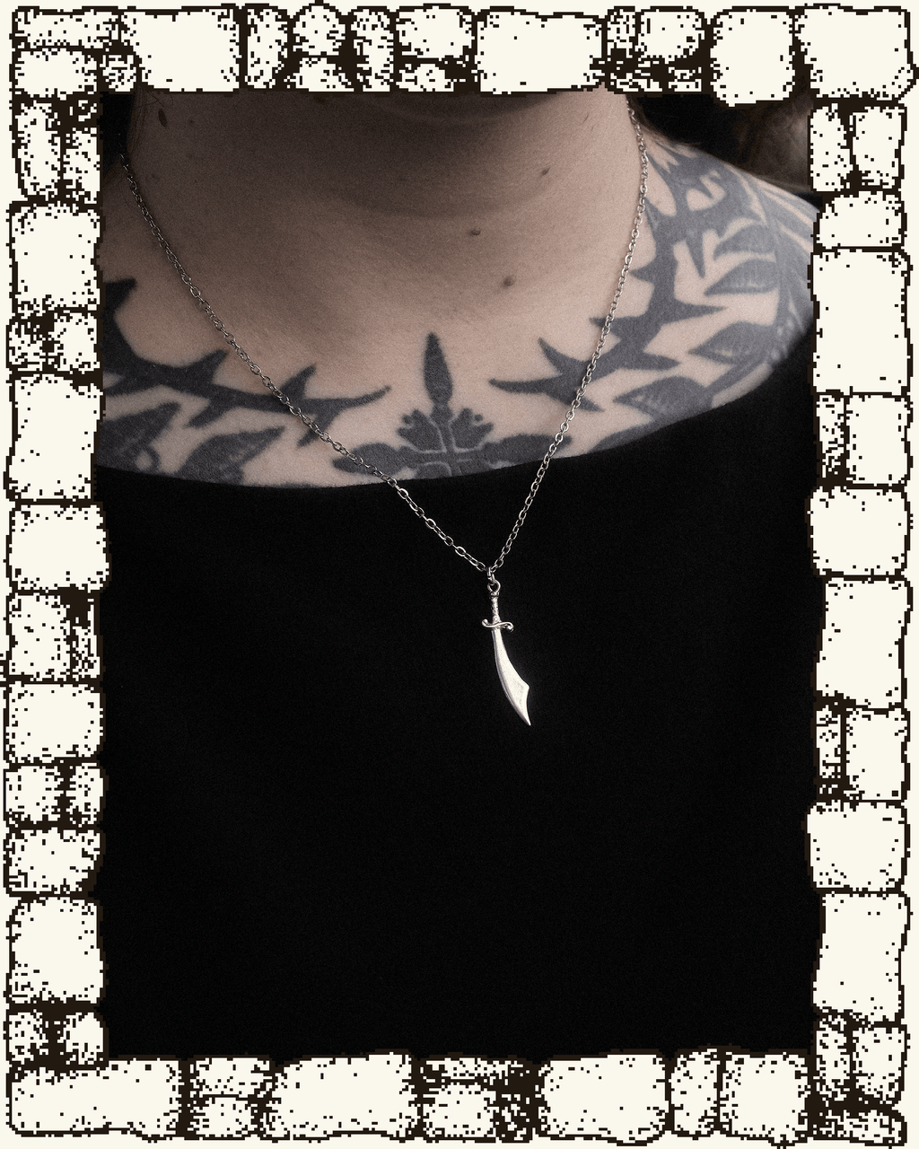 Vintage Curved Sword Necklace