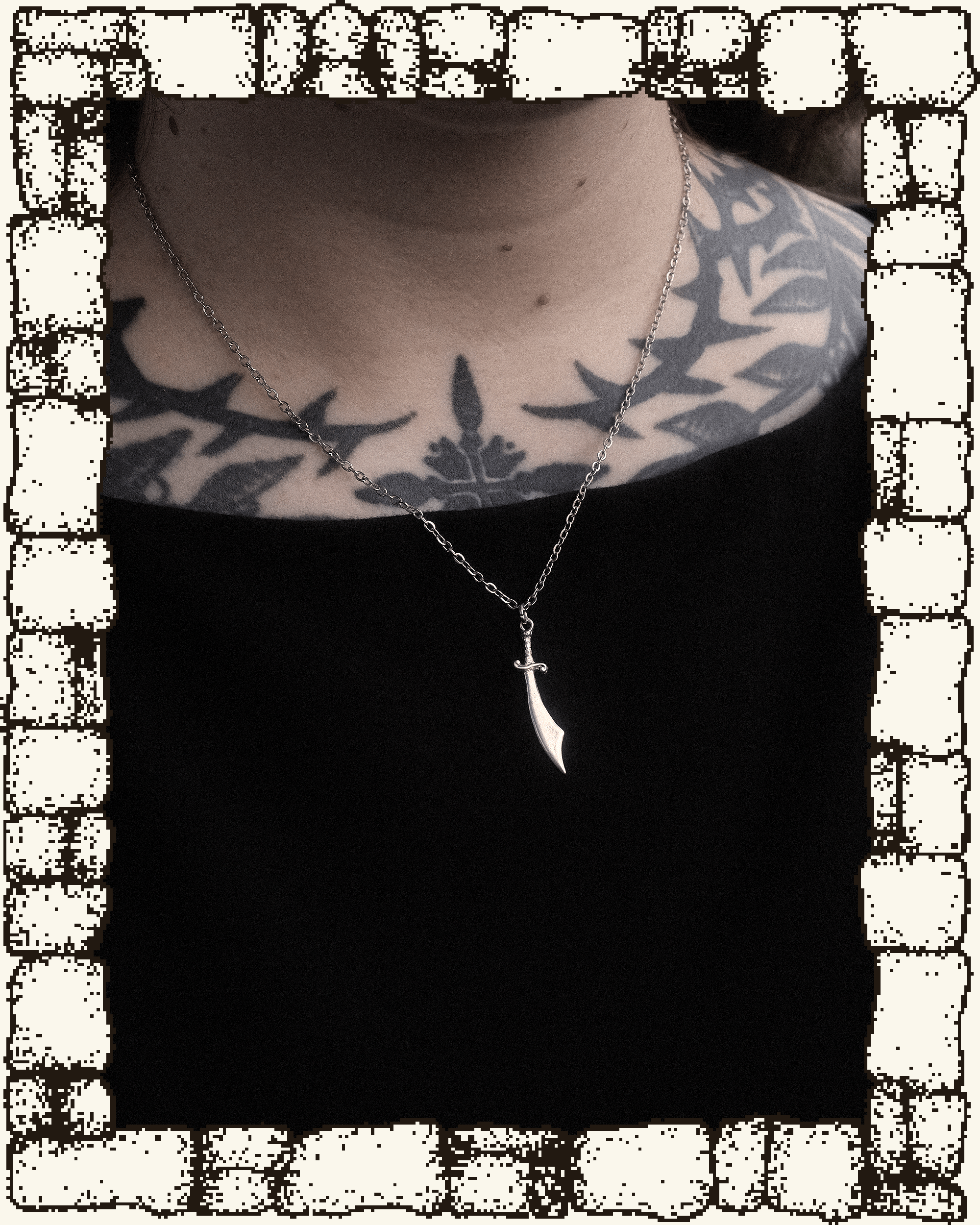 Vintage Curved Sword Necklace