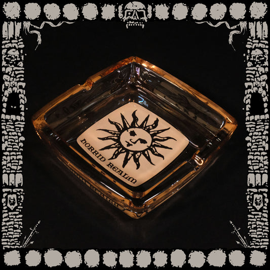 "PRAISE THE SUN" AMBER GLASS ASHTRAY/CATCH-ALL