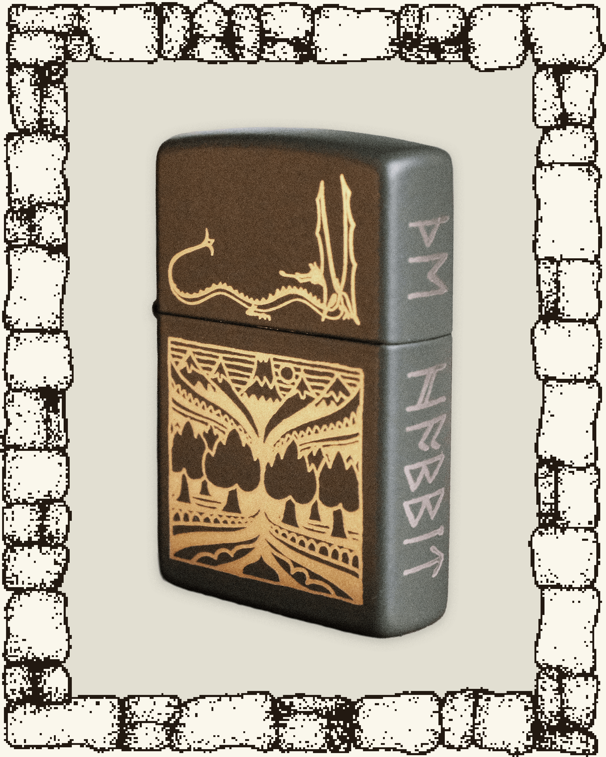 "BURGLAR" ENGRAVED ZIPPO LIGHTER - OLIVE GREEN