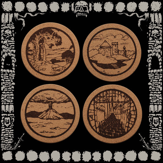 "TERRENE" 4 ENGRAVED CORK COASTER SET