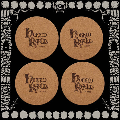 "TERRENE" 4 ENGRAVED CORK COASTER SET