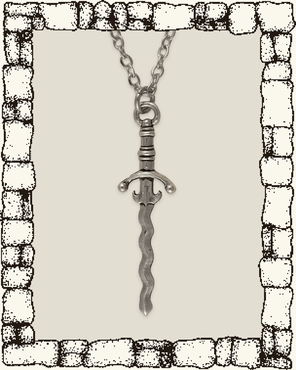 Vintage Flame Blade Sword Necklace