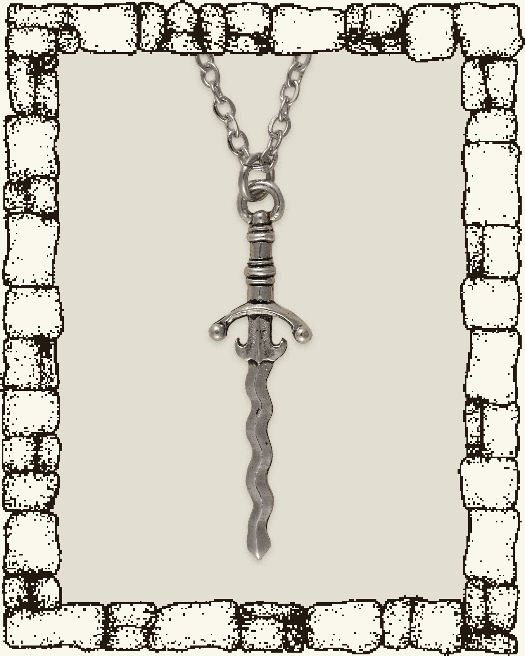 Vintage Flame Blade Sword Necklace