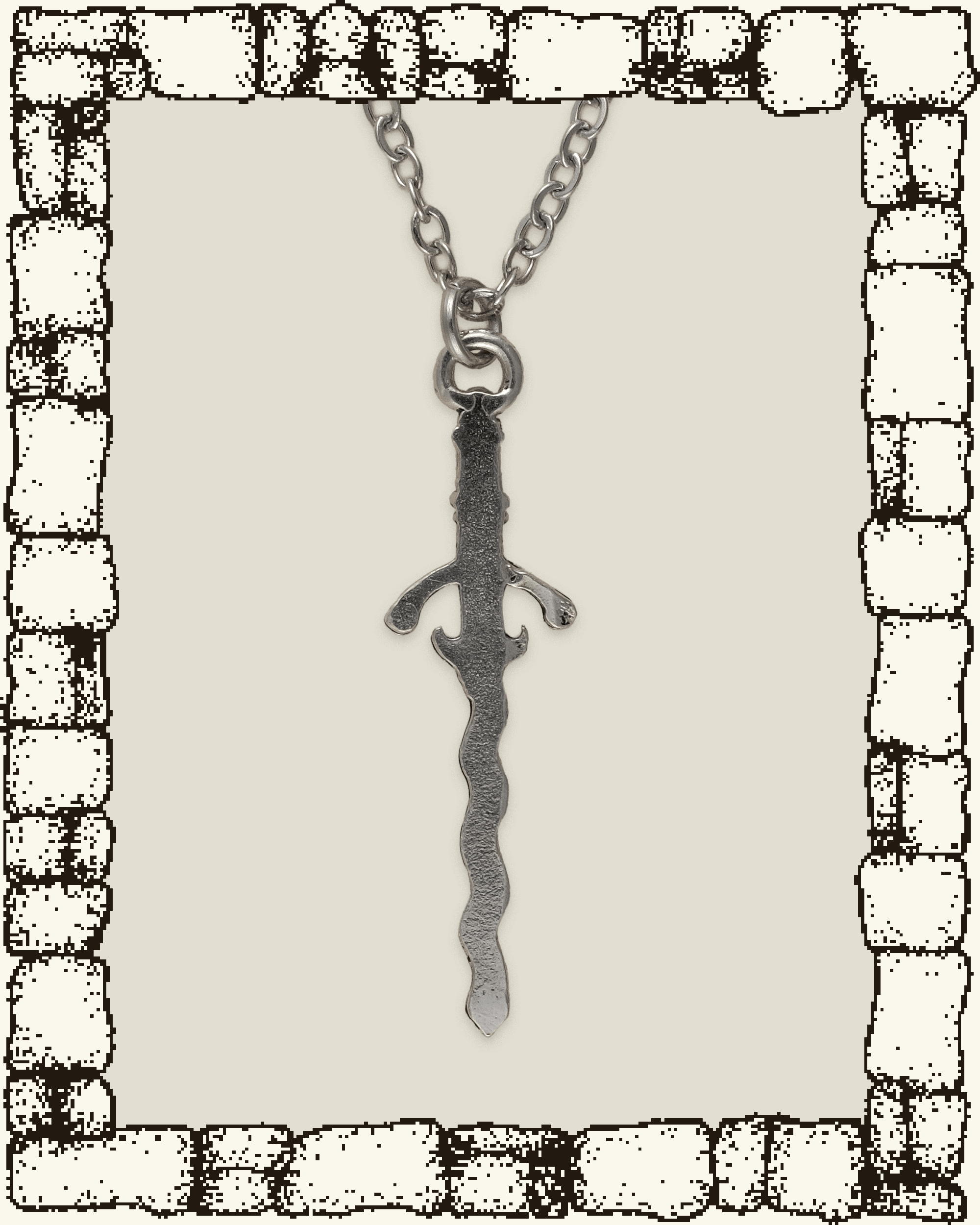 Vintage Flame Blade Sword Necklace