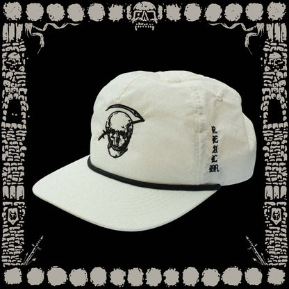 “BONE” COLORED NYLON ROPE DEATH SNAPBACK CAPS