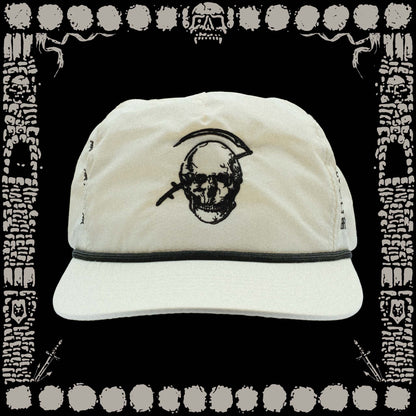 “BONE” COLORED NYLON ROPE DEATH SNAPBACK CAPS