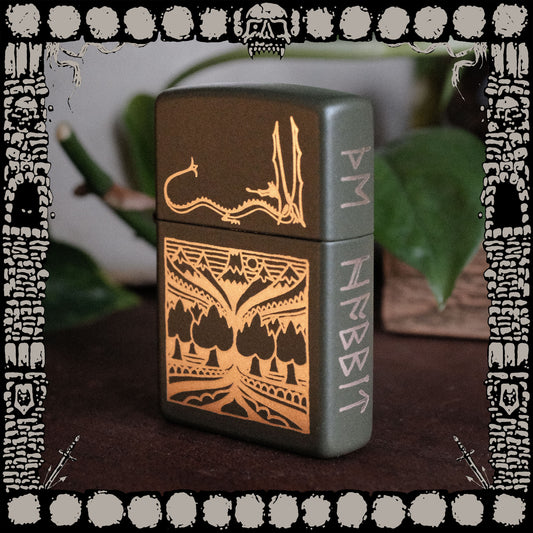 "HOBBIT" ENGRAVED ZIPPO LIGHTER - OLIVE GREEN
