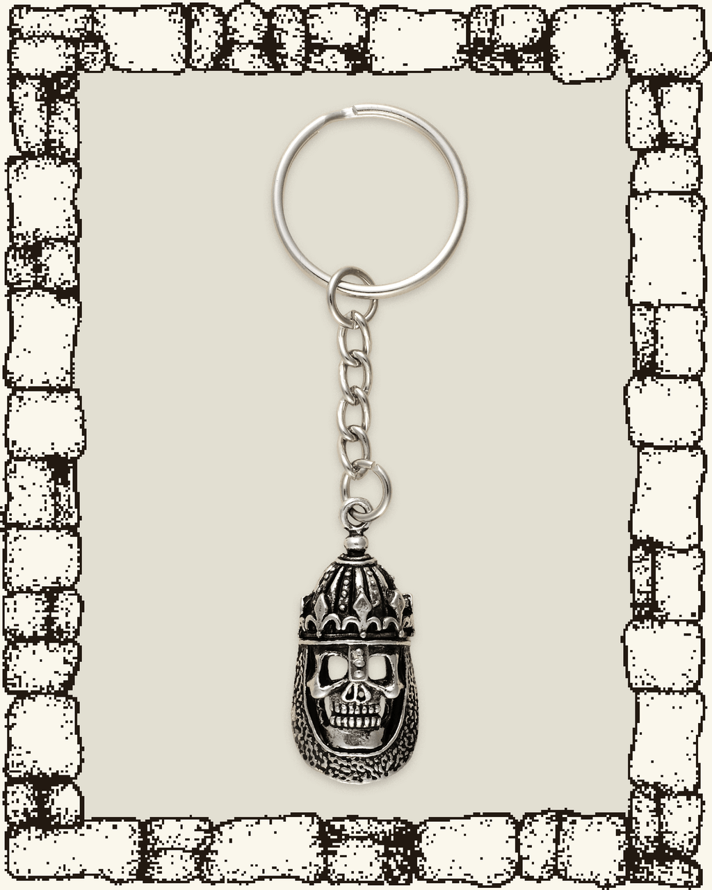 Vintage Knight Skull Keychain