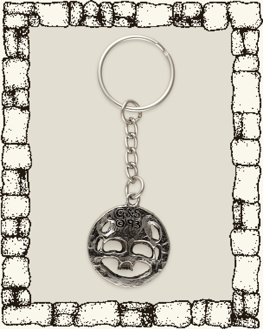 Vintage Round Skull Keychain