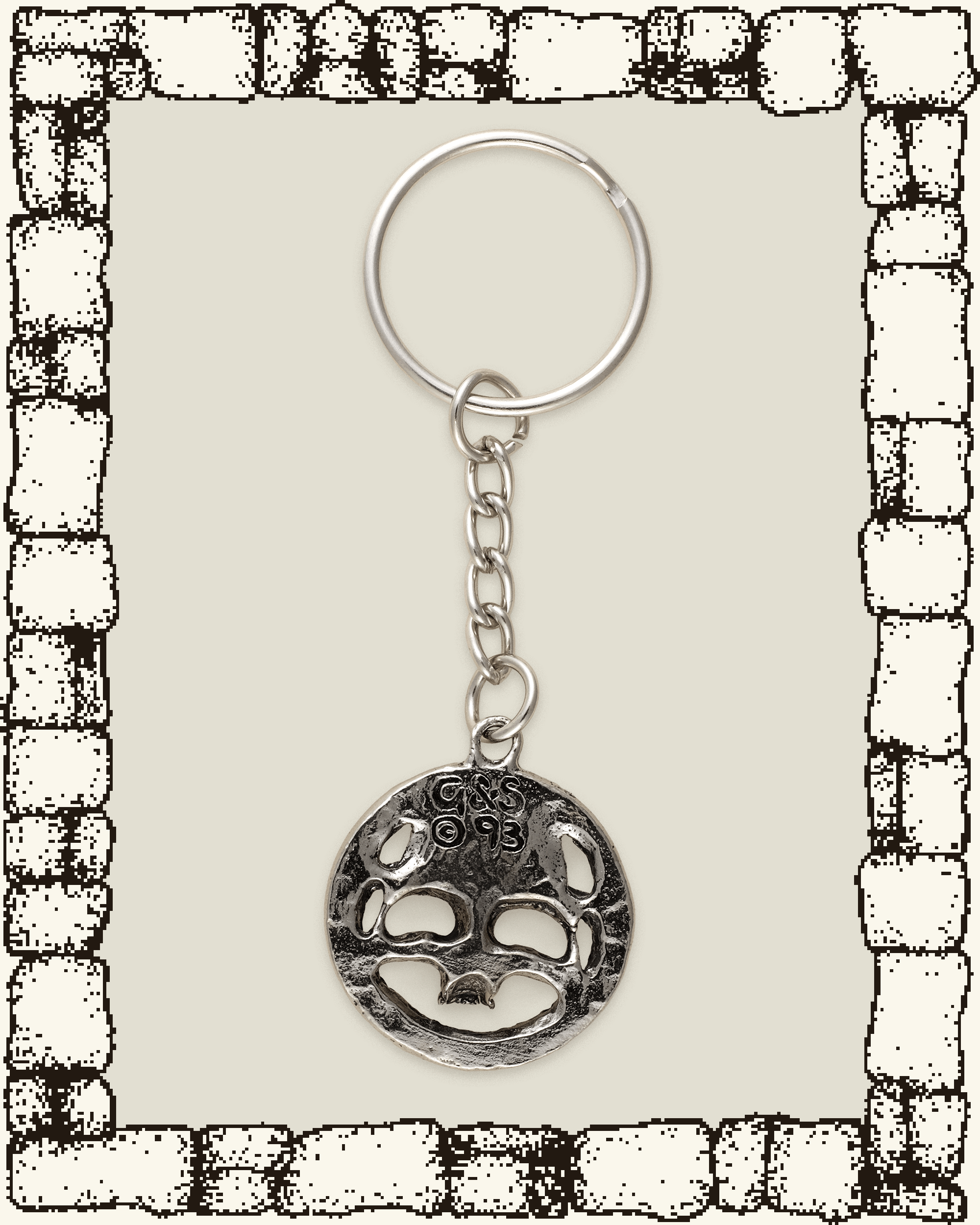 Vintage Round Skull Keychain