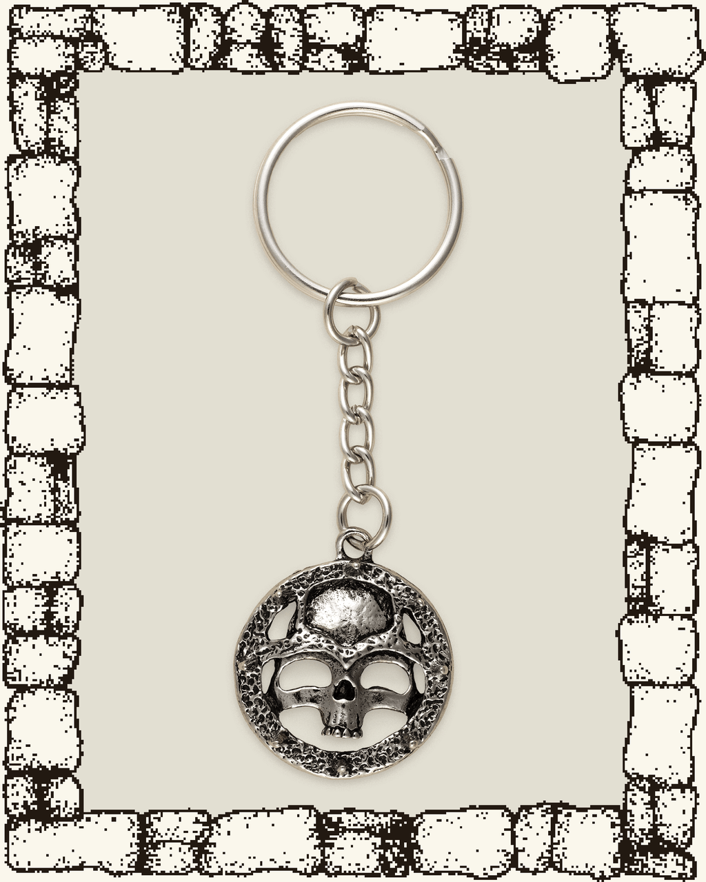 Vintage Round Skull Keychain