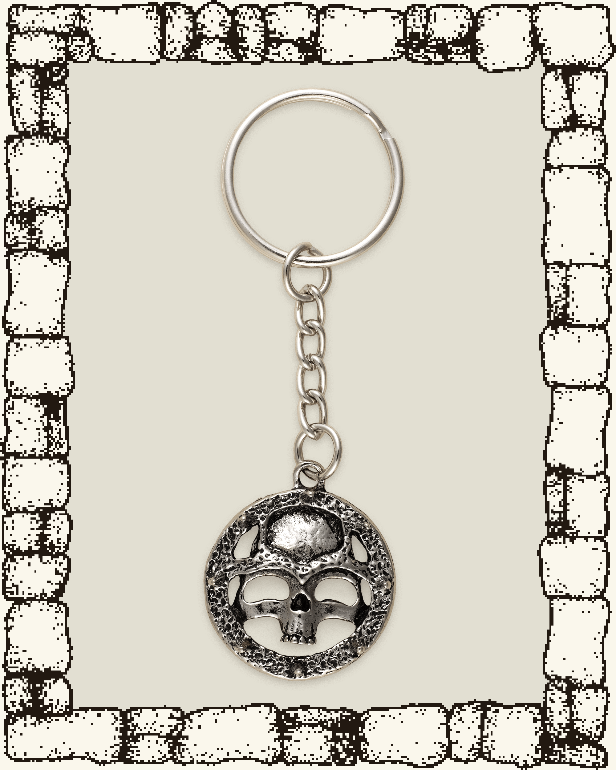 Vintage Round Skull Keychain