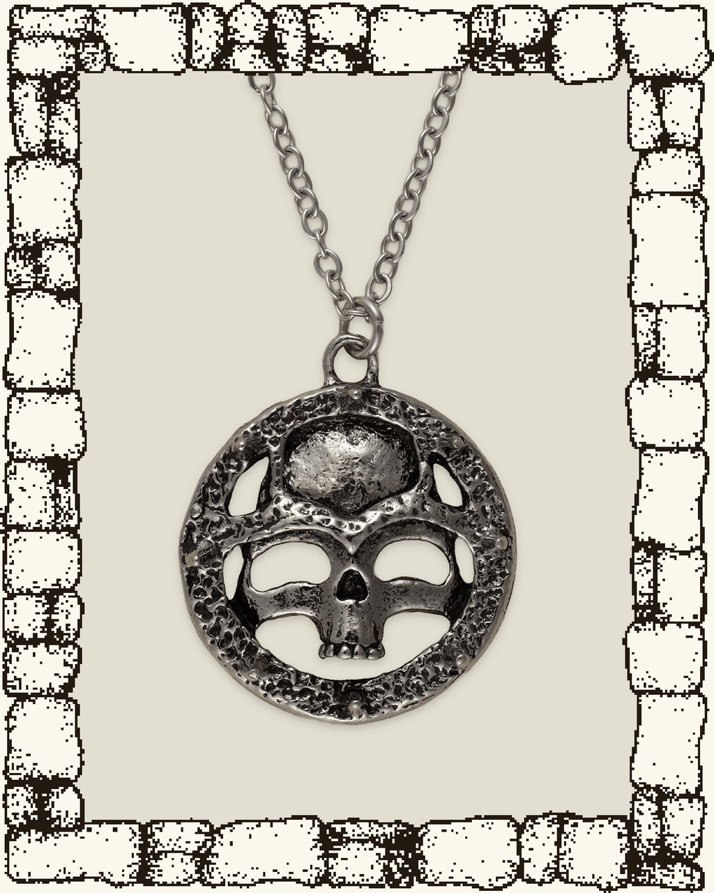 Vintage Round Skull Necklace