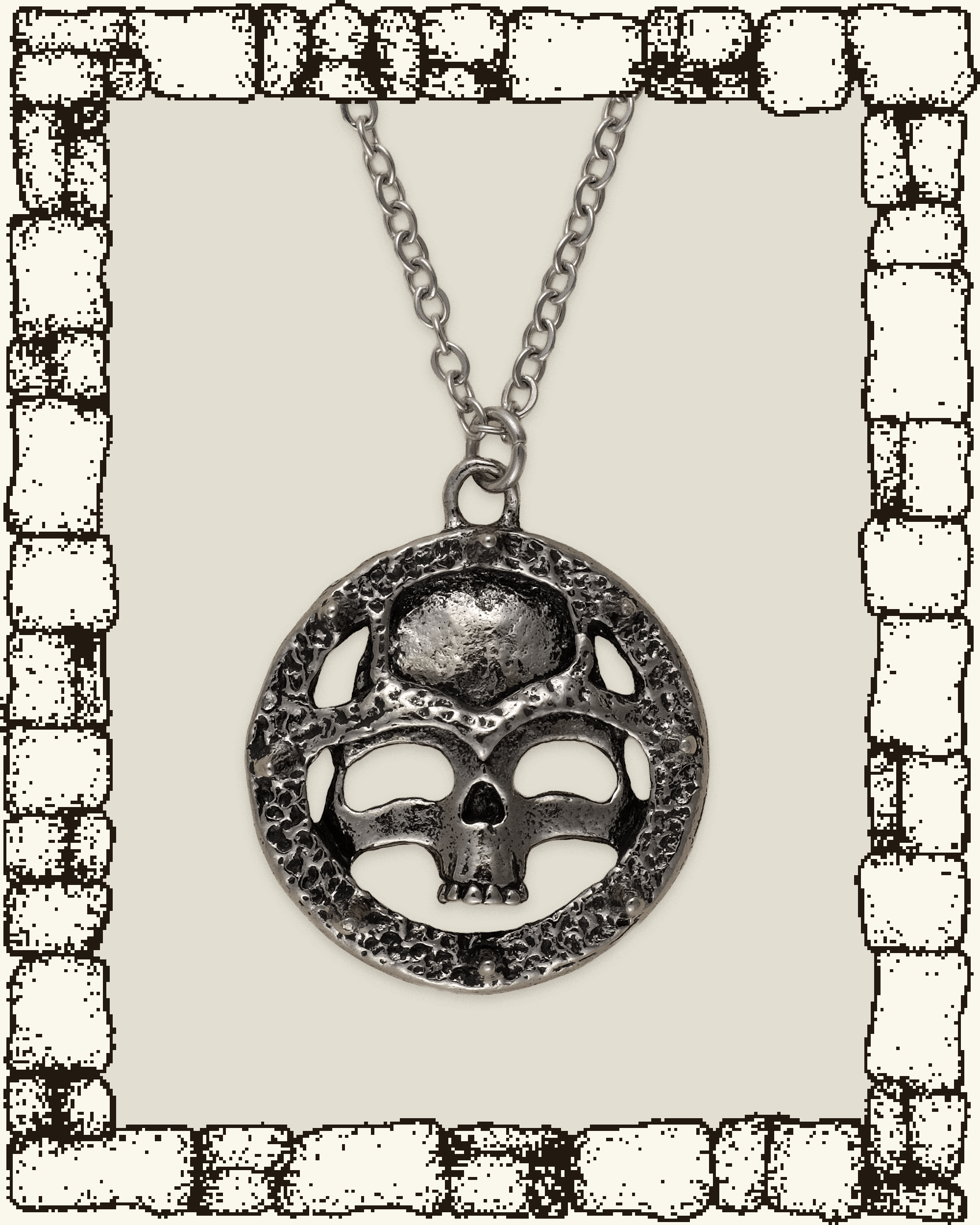 Vintage Round Skull Necklace