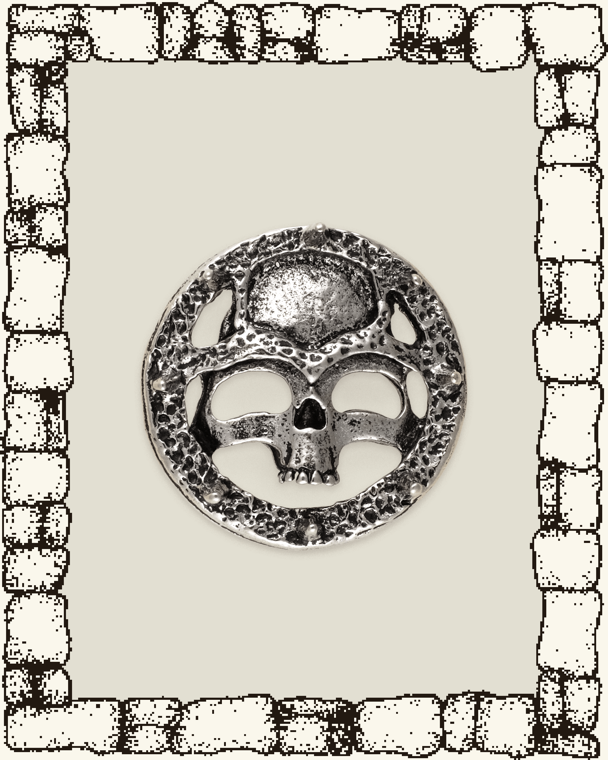 Vintage Round Skull Pin