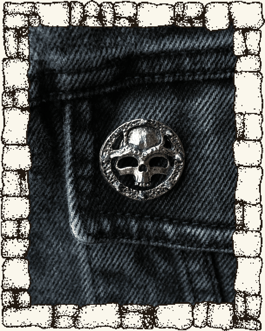 Vintage Round Skull Pin