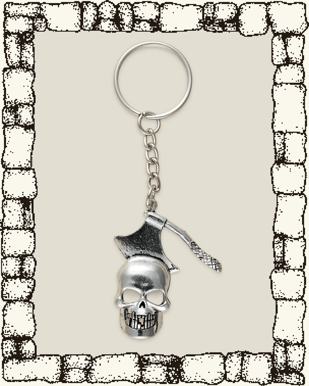 VINTAGE SKULL AXE KEYCHAIN