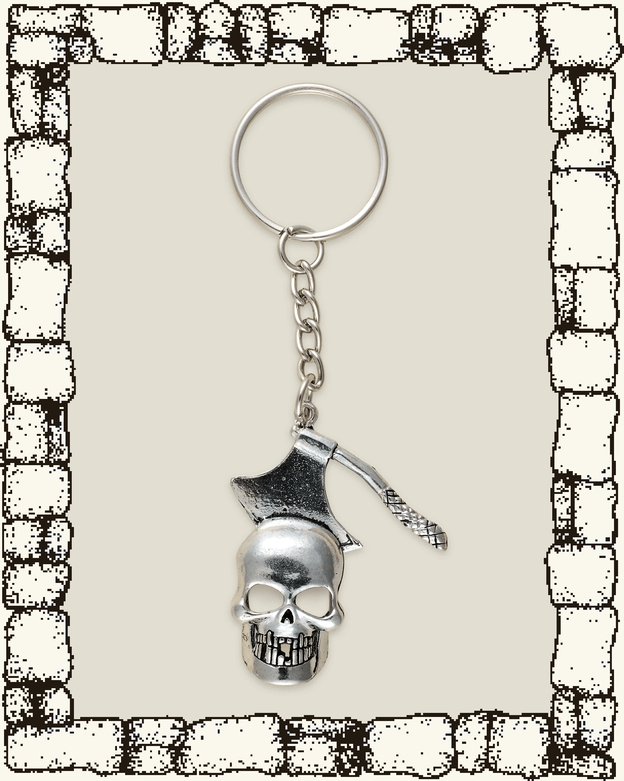 VINTAGE SKULL AXE KEYCHAIN