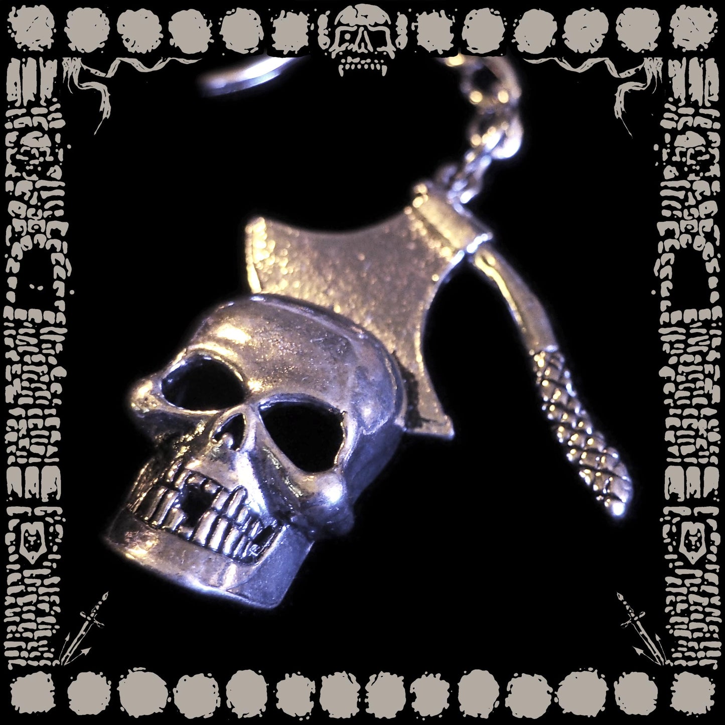 Vintage Skull Axe Keychain