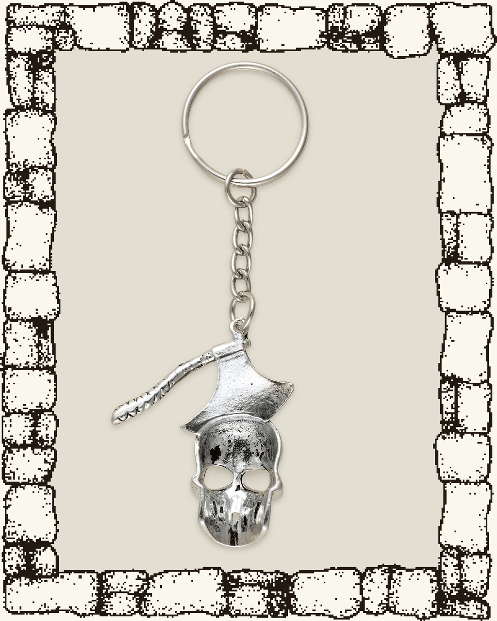 VINTAGE SKULL AXE KEYCHAIN