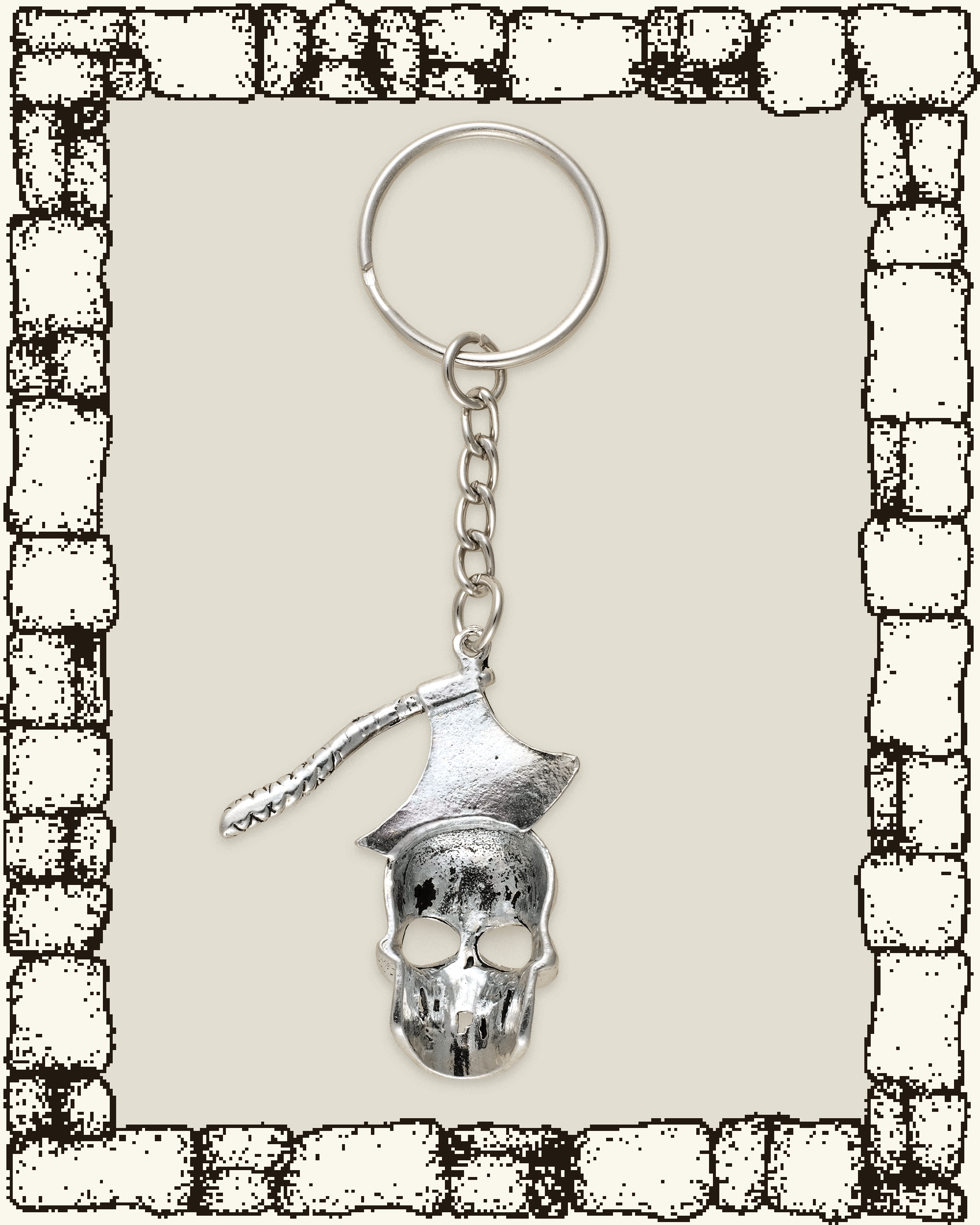 VINTAGE SKULL AXE KEYCHAIN