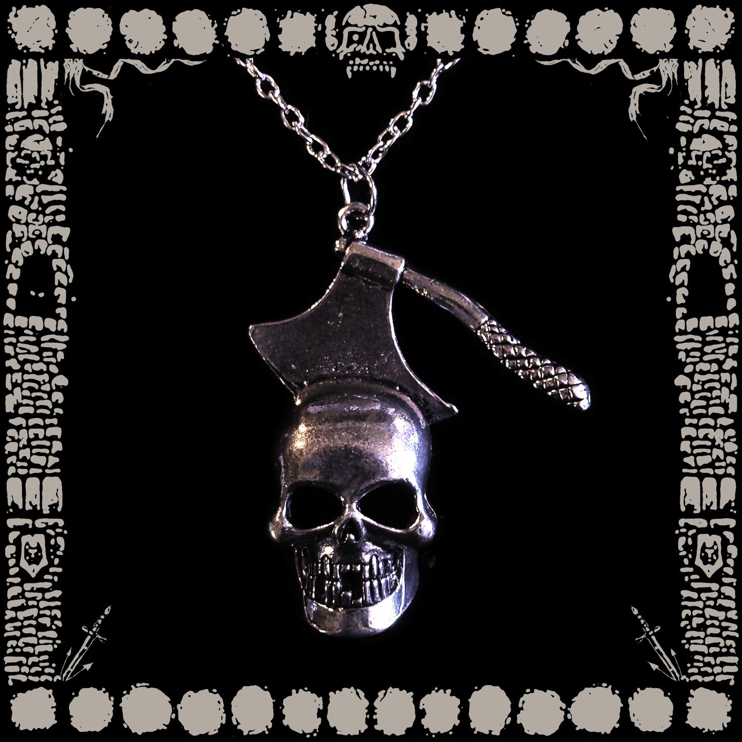 Vintage Skull Axe Necklace