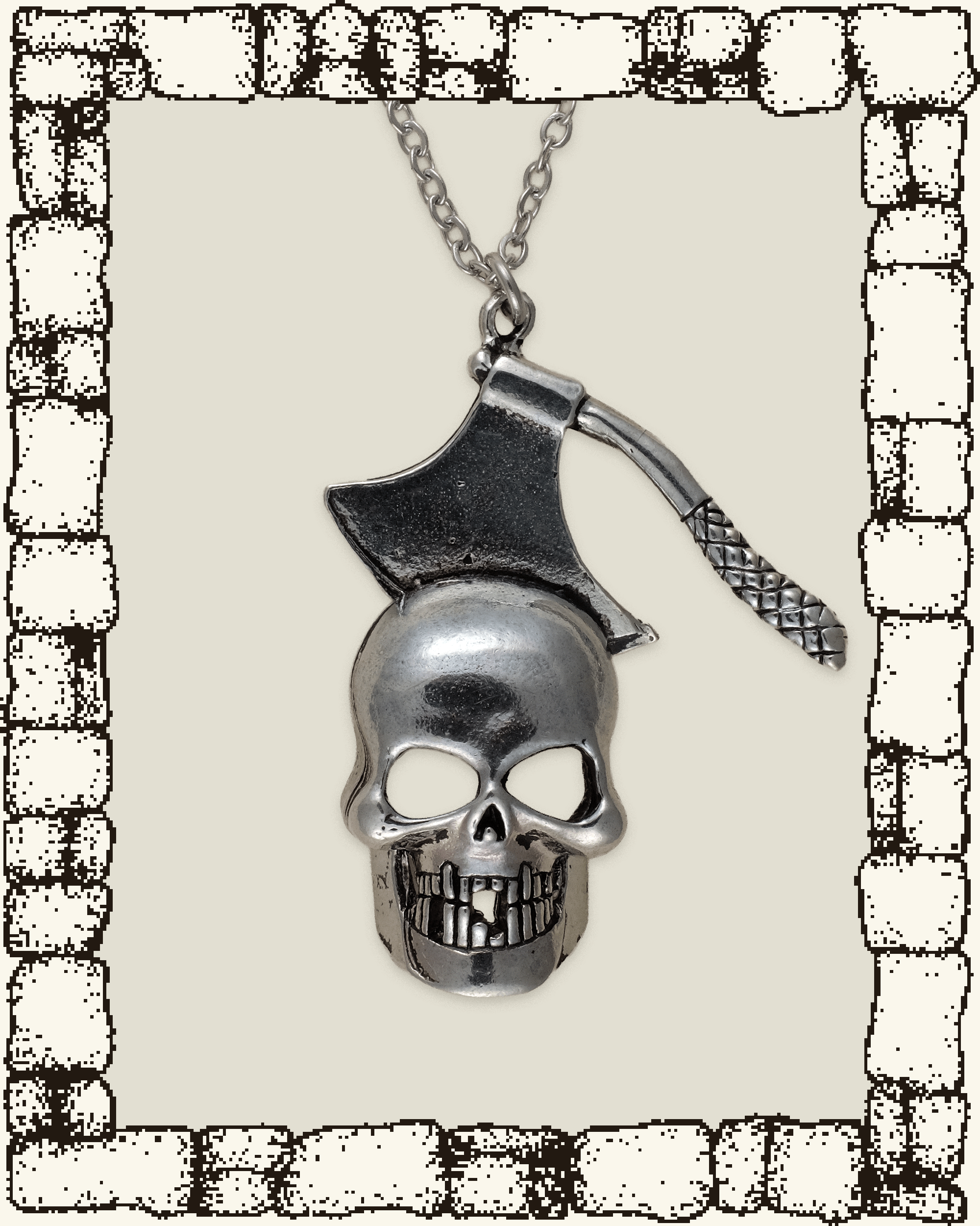Vintage Skull Axe Necklace