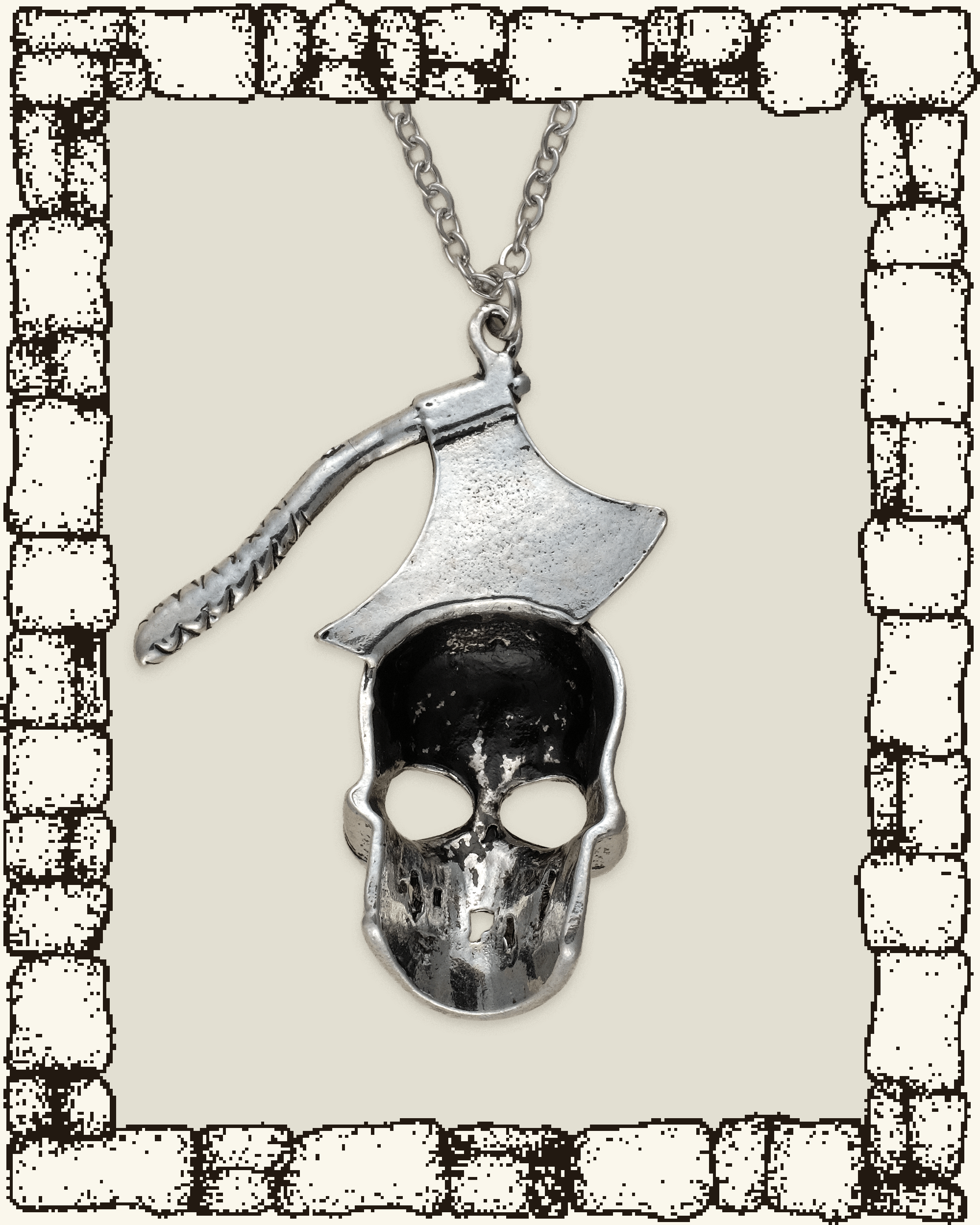 Vintage Skull Axe Necklace