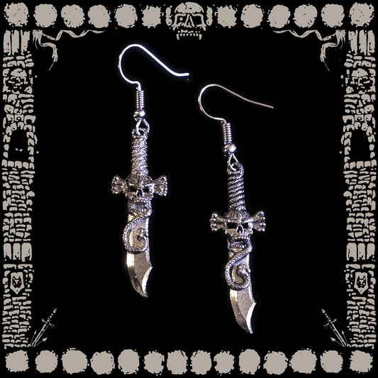 Vintage Skull Dagger Earrings