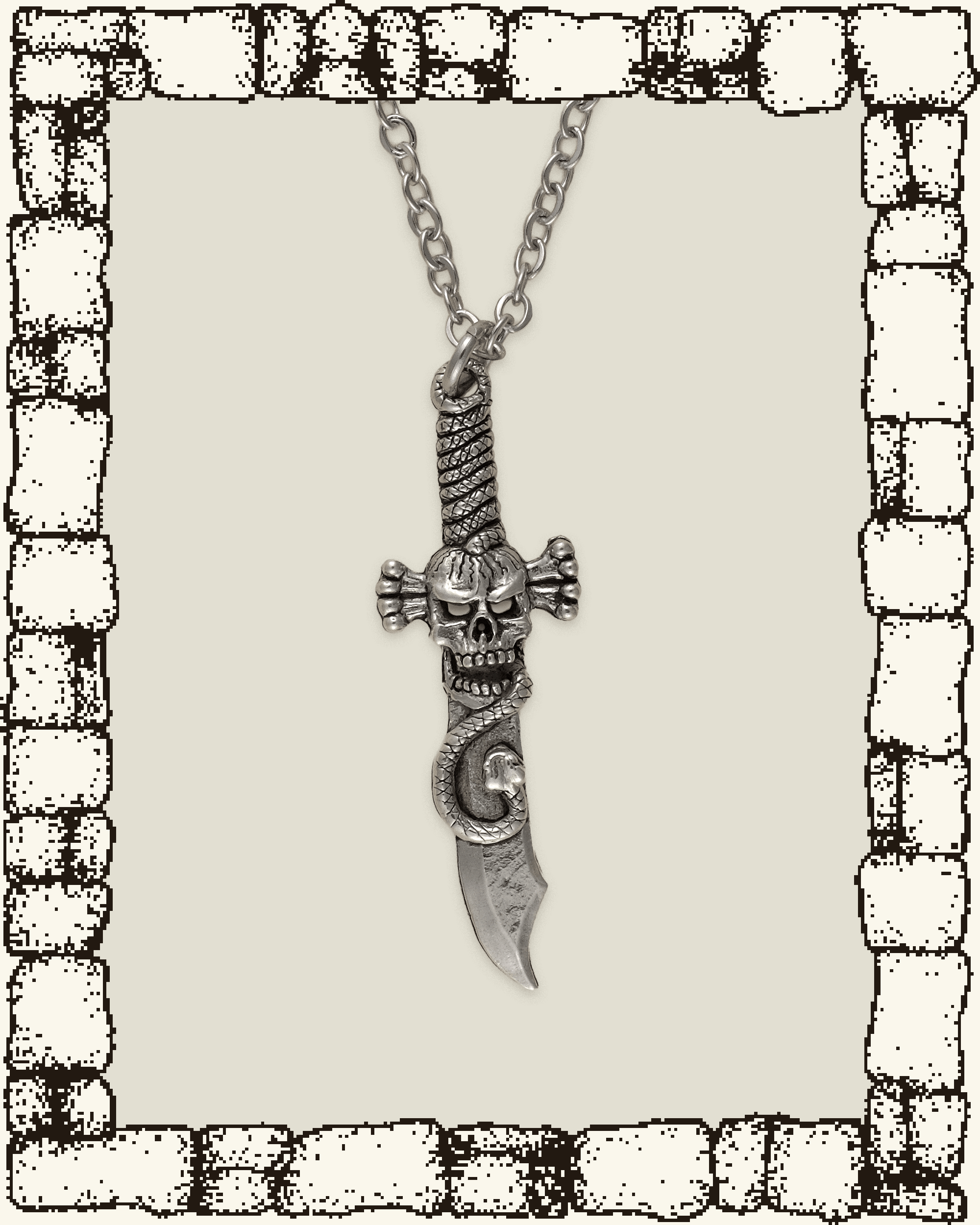 Vintage Skull Dagger Necklace