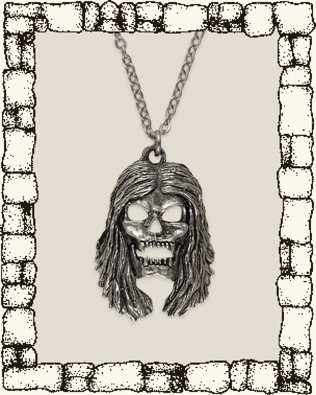 Vintage Hair Skull Necklace