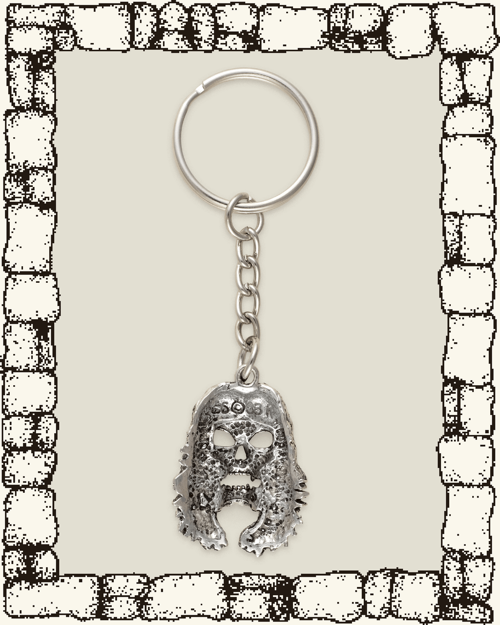 Vintage Hair Skull Keychain