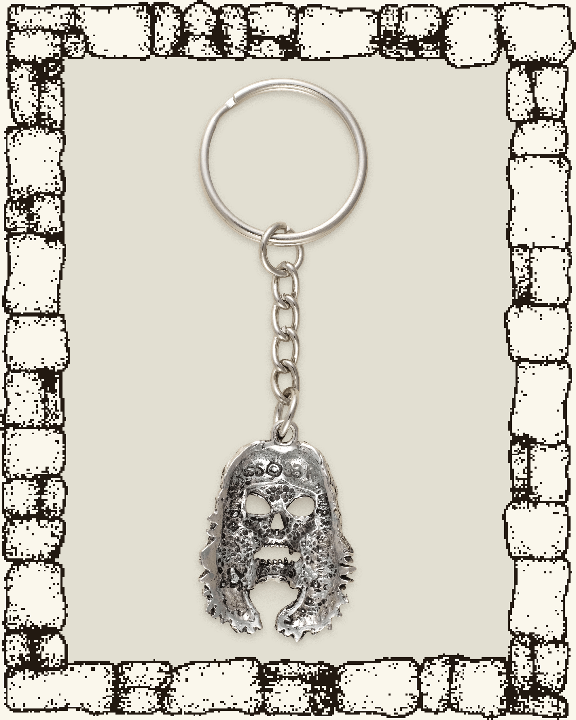 Vintage Hair Skull Keychain