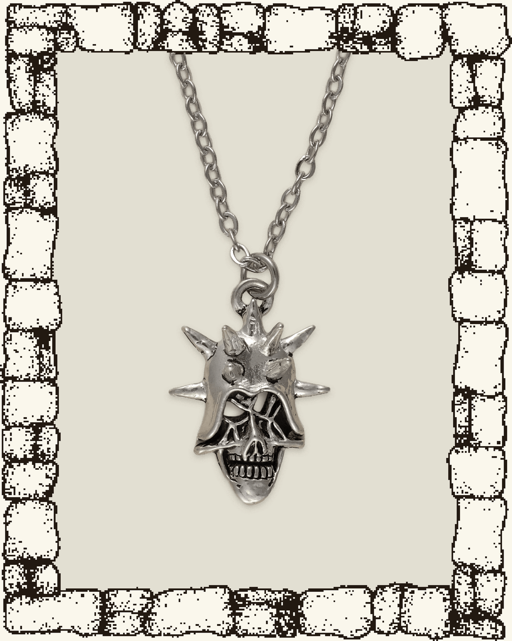 Vintage Small Spikey Skull Necklace