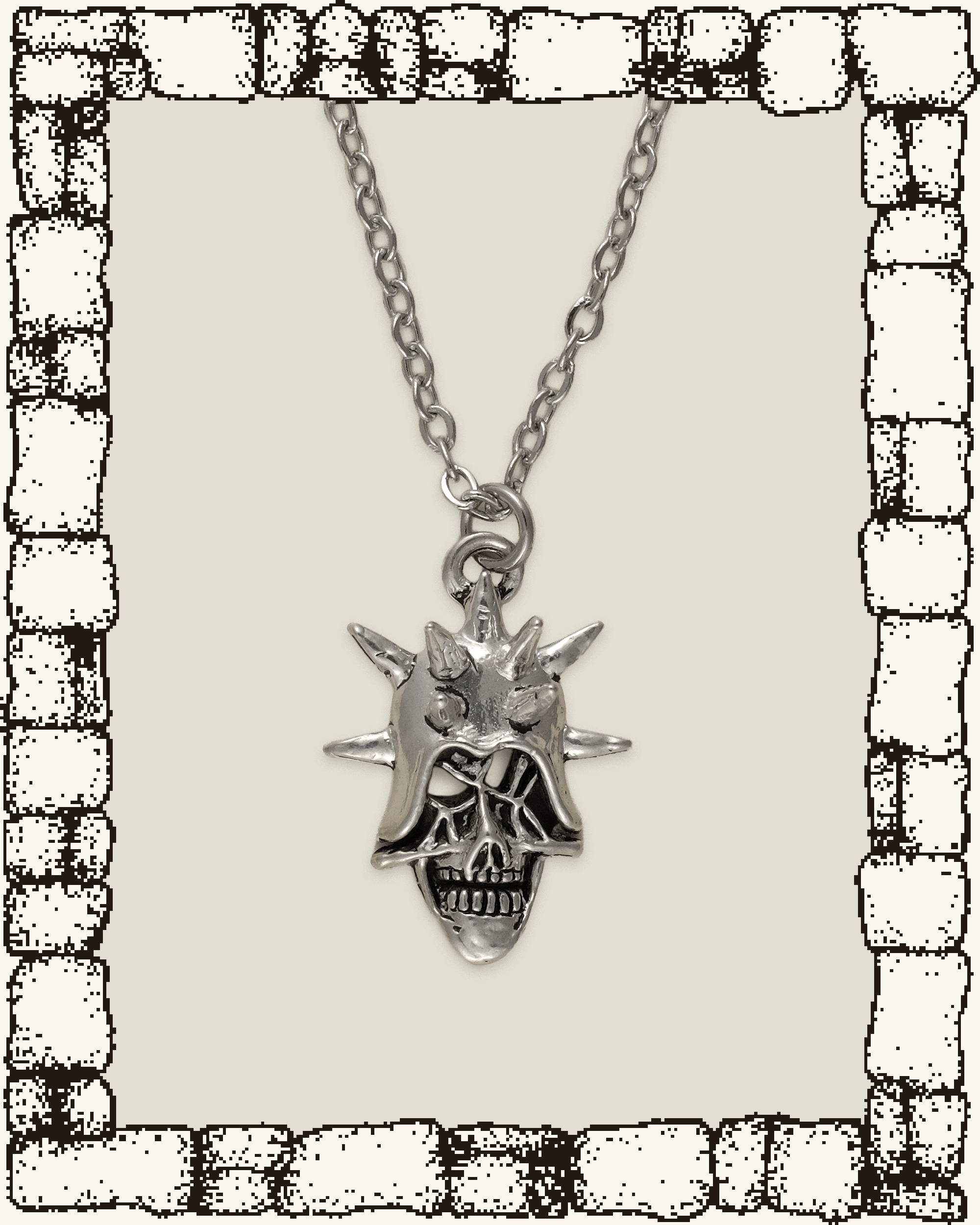 Vintage Small Spikey Skull Necklace