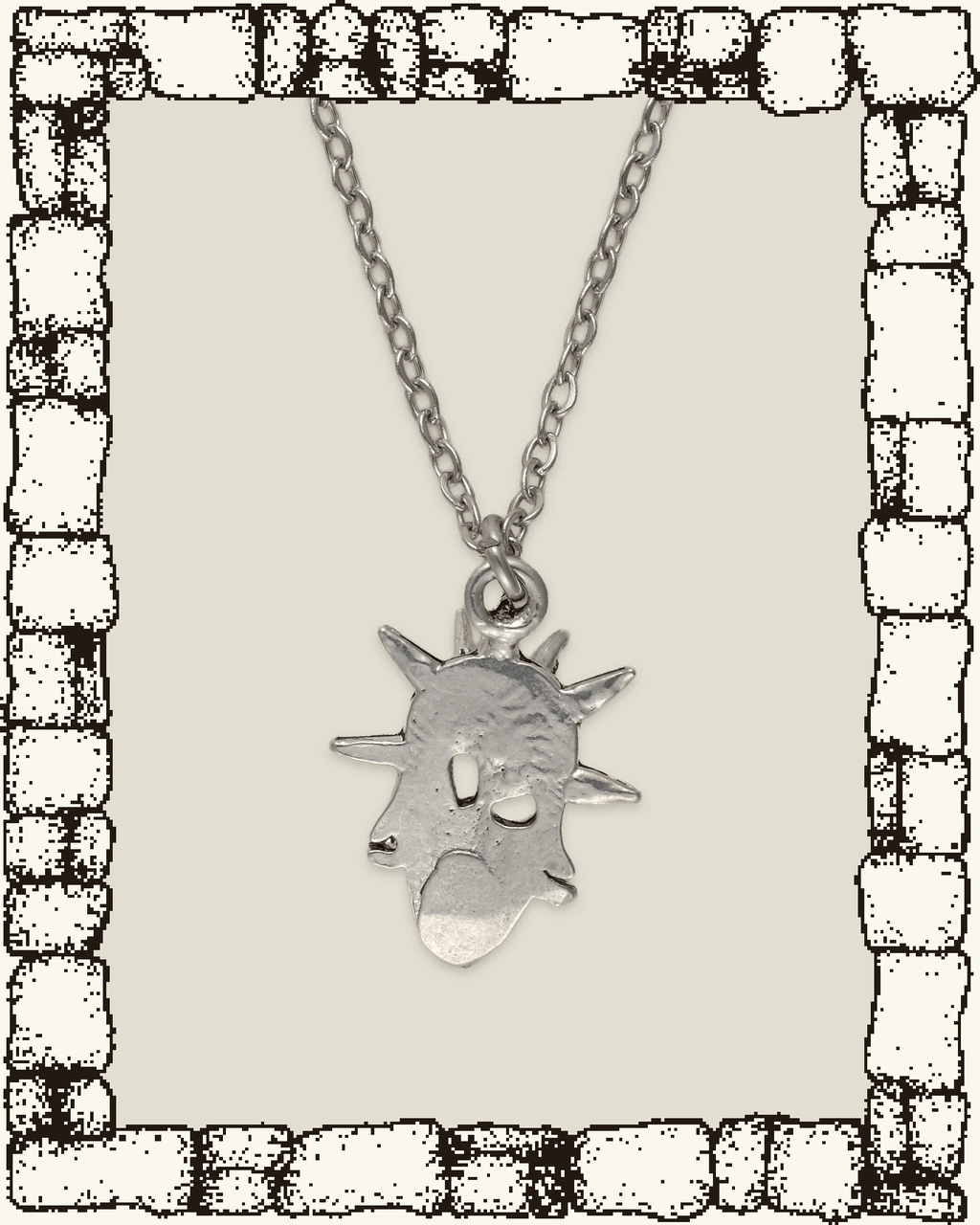 Vintage Small Spikey Skull Necklace