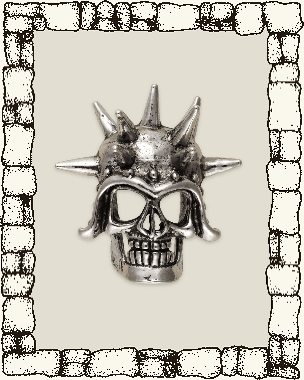 Vintage Spikey Helmet Skull Pin